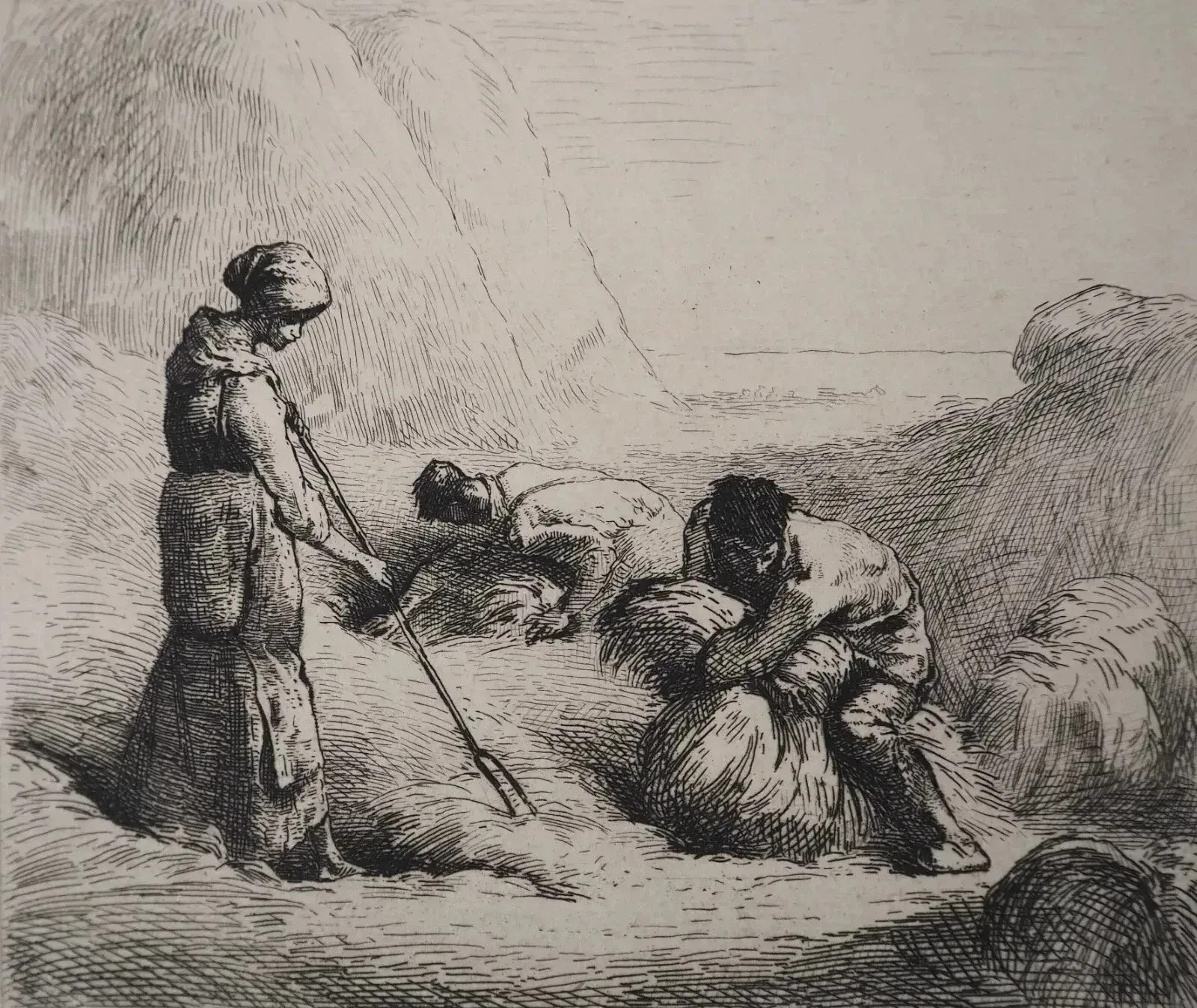 Jean-François Millet: The Haymakers, Signed Engraving, Durand Ruel, 1873