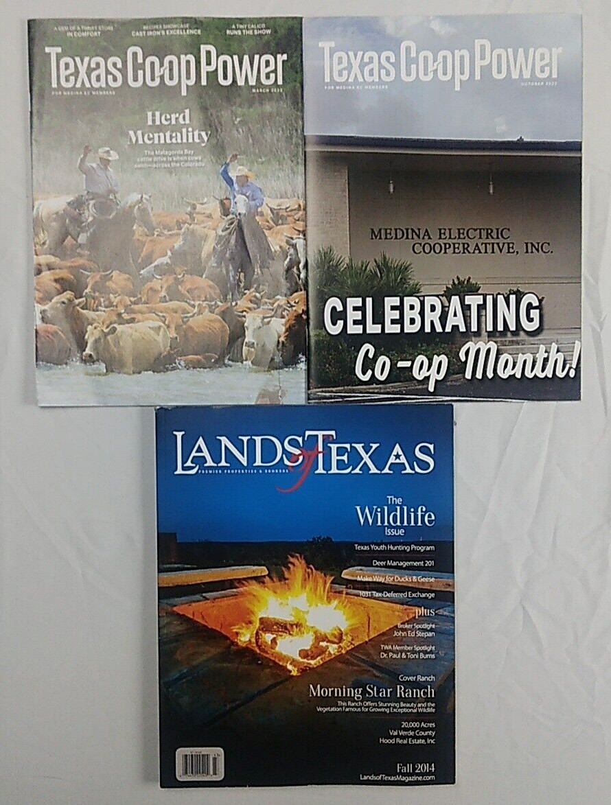 Lot Of 3 Texas Themed Magazines Texas Co-op Power Lands Texas 2014-2022-2023