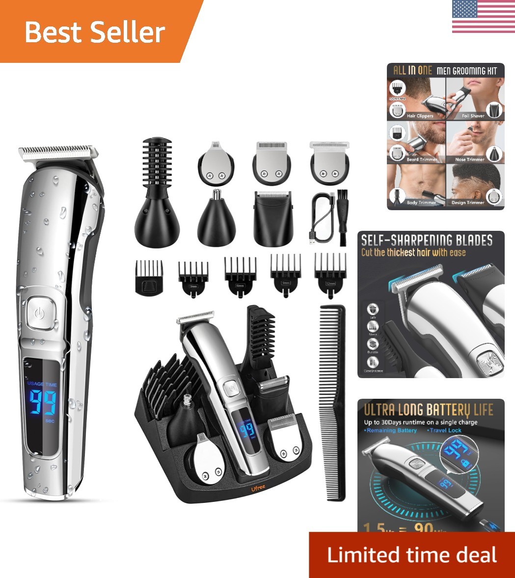 Rechargeable Beard Trimmer with 6 Heads - Ultimate Grooming Set for Men & Women