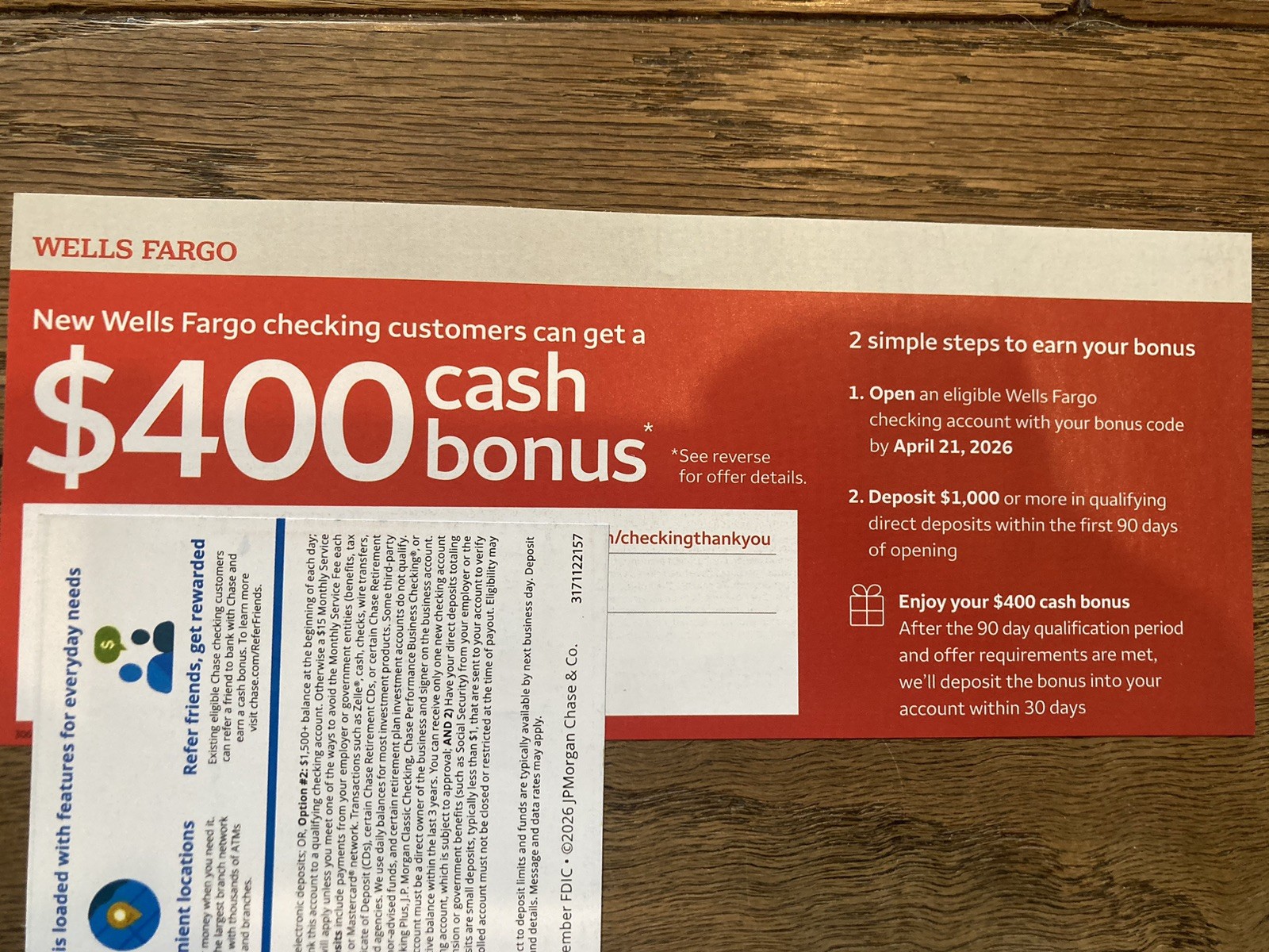 $400 WELLS FARGO Bonus Offer for New Checking Account Coupon Exp 04/21/2026