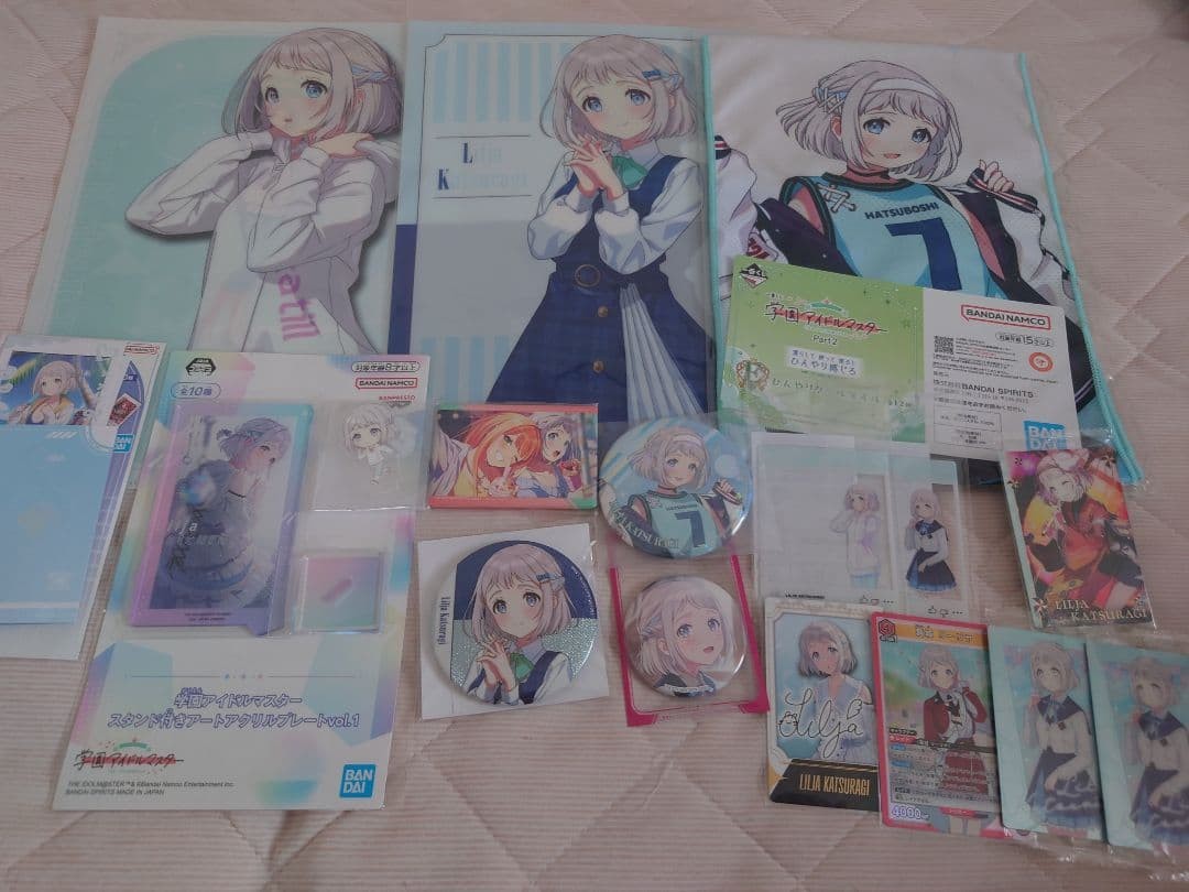Gakuen Idolmaster Ririka Katsuragi Goods Set, Can Badge, Card, etc.