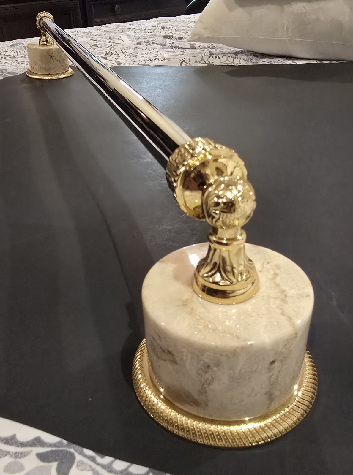 Phylrich Valencia 28" Towel Bar Polished Nickel and Gold Top Of The Line New!