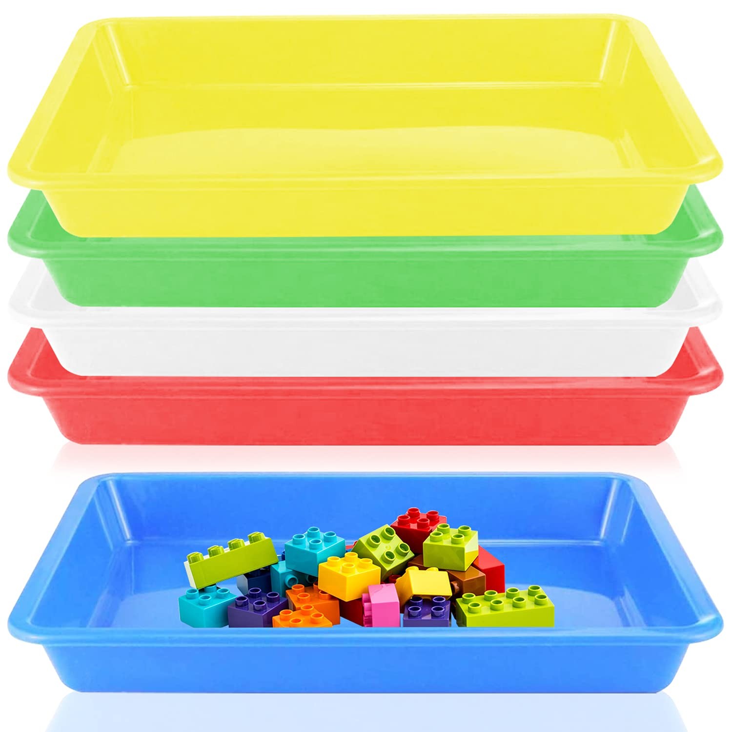 5-Piece Stackable Plastic Art Trays - Craft Activity Organizer Serving Jewelry