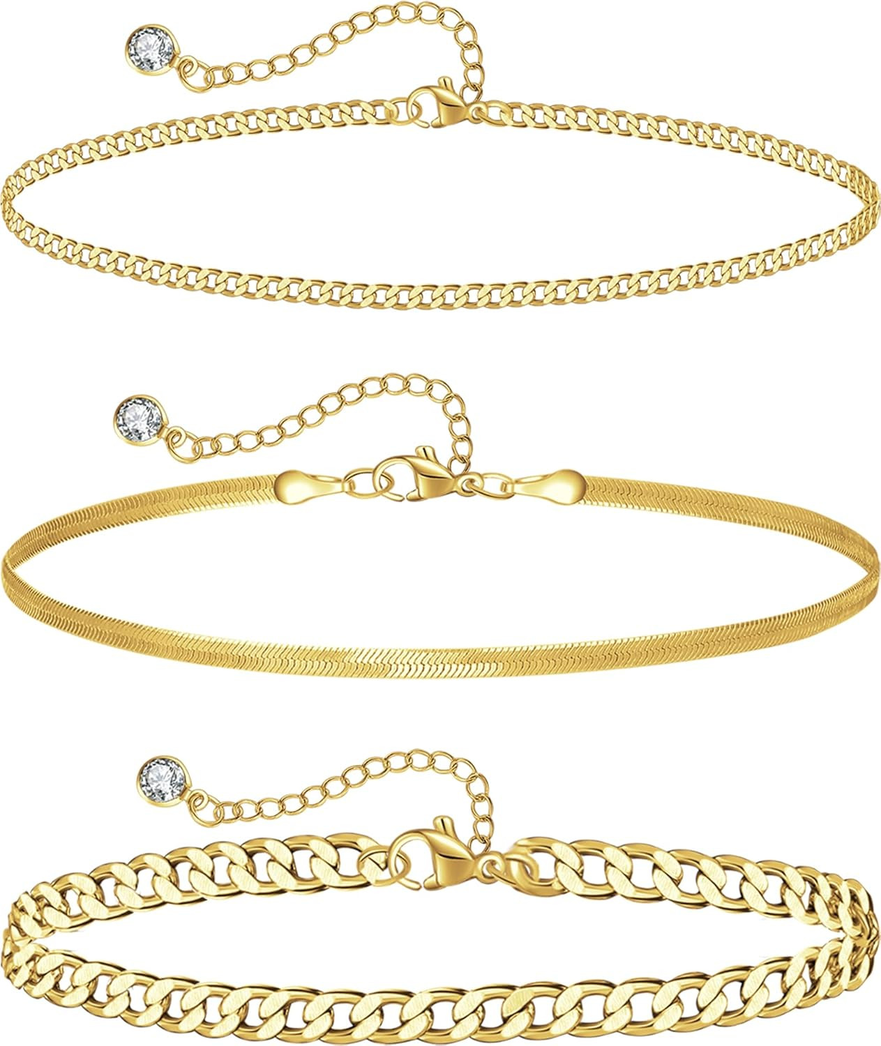 Plus Size Ankle Bracelets for Women - Extra Large 10"+2" Adjustable Anklet 14K R