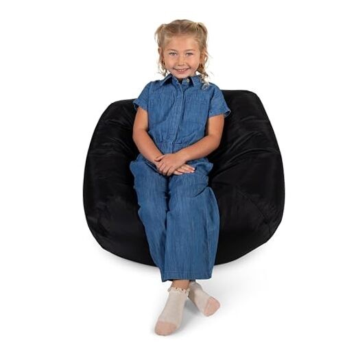  Classic Bean Bag Chair for Kids Single Stretch Limo Black Classic Beanbag