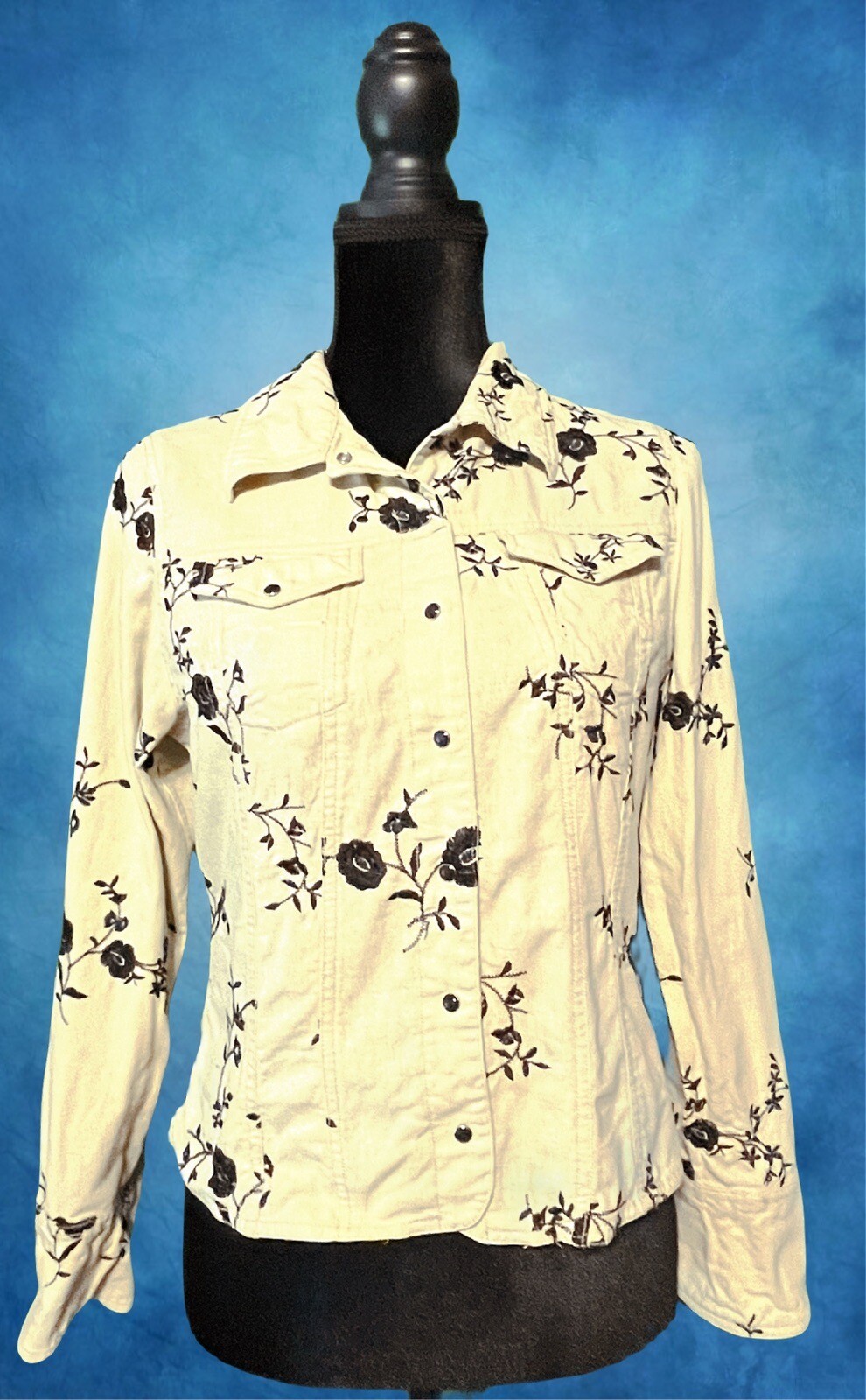 ROPER Women's  Long Sleeve Floral Yellow Jacket Button Down Size Small.