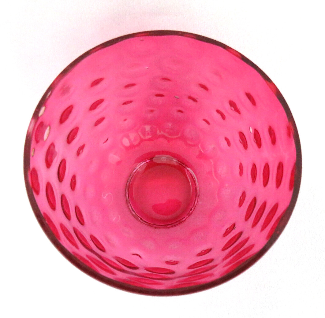 Cranberry Glass Candy / Nut Bowl  ~ Coin Dot ~ Thousand Eyes