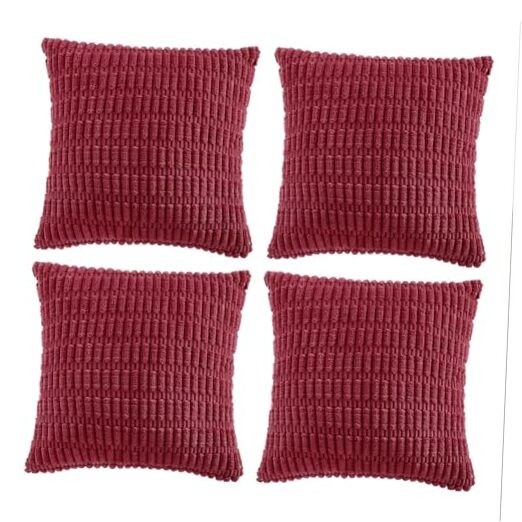  4 Packs Decorative Throw Pillow Covers 22x22 22" x 22" (Pack of 4) Burgundy