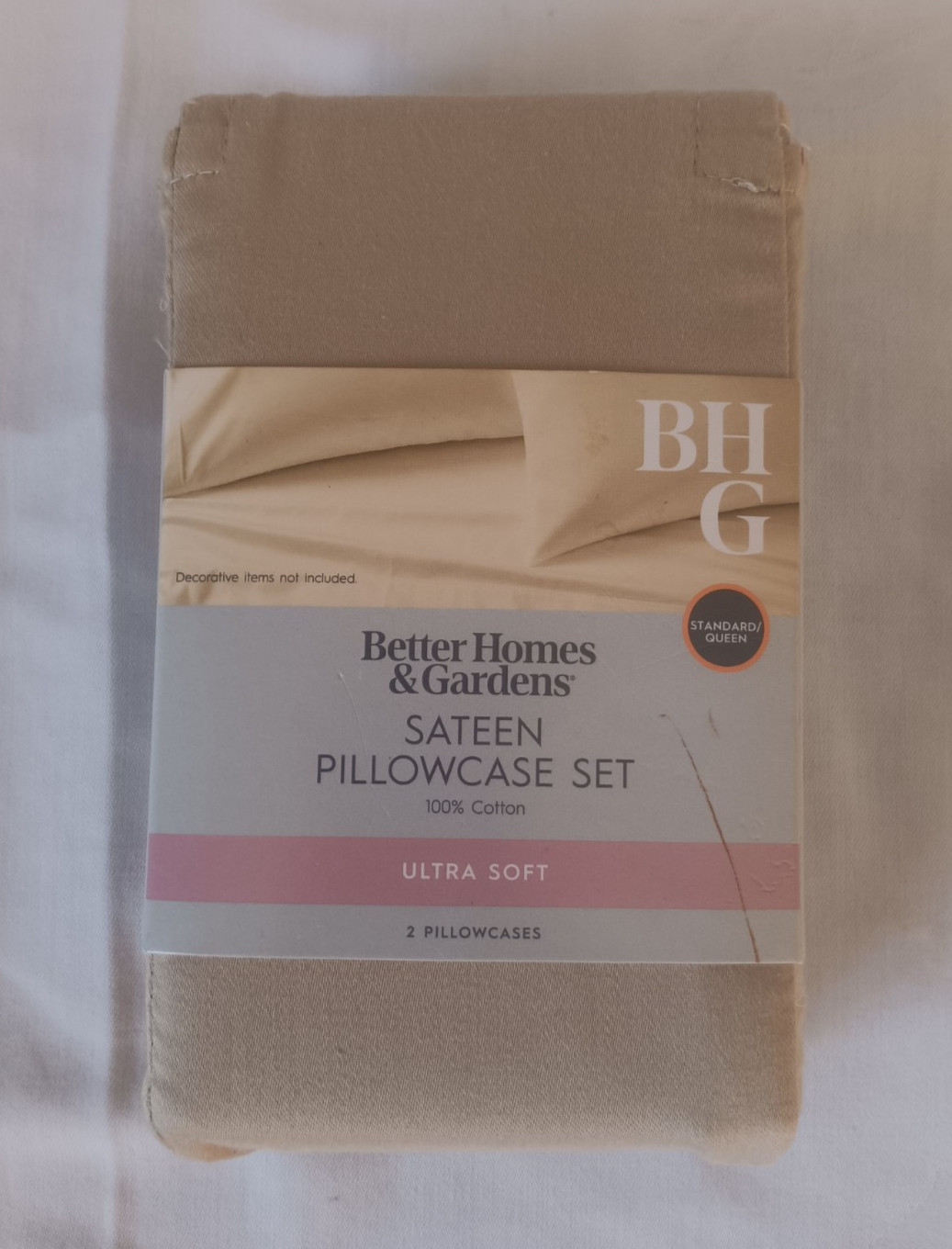 2 Better Homes & Gardens Sateen Pillowcase Set Ultra Soft Tan Standard New