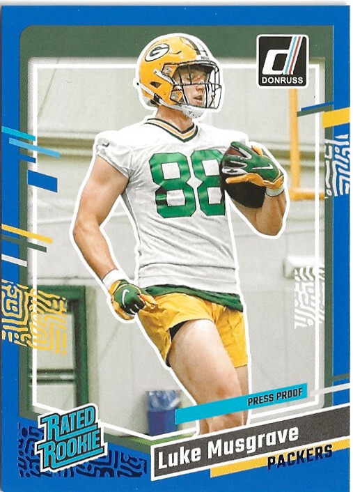 2023 Panini Donruss Luke Musgrave Blue SP RC Green Bay Packers