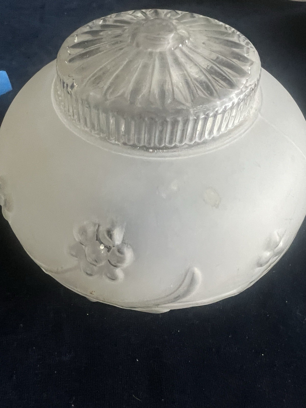 Antique Vintage Rounded Globe Shade From Early 1900’s 3” Fitter. Frosted & clear