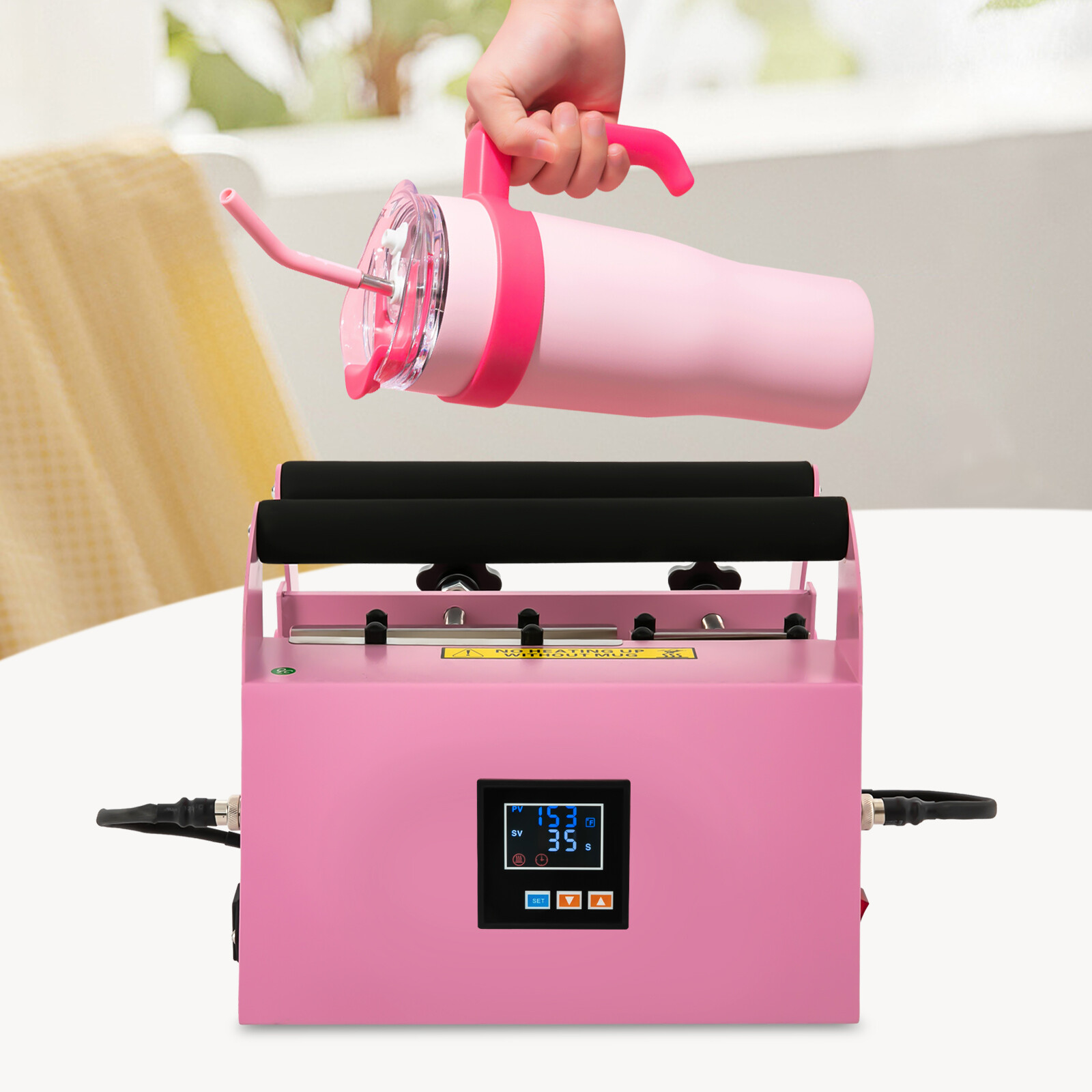 500W Car Cup Mug Press Heat Machine Tumbler Heat Press Machine Pink NEW