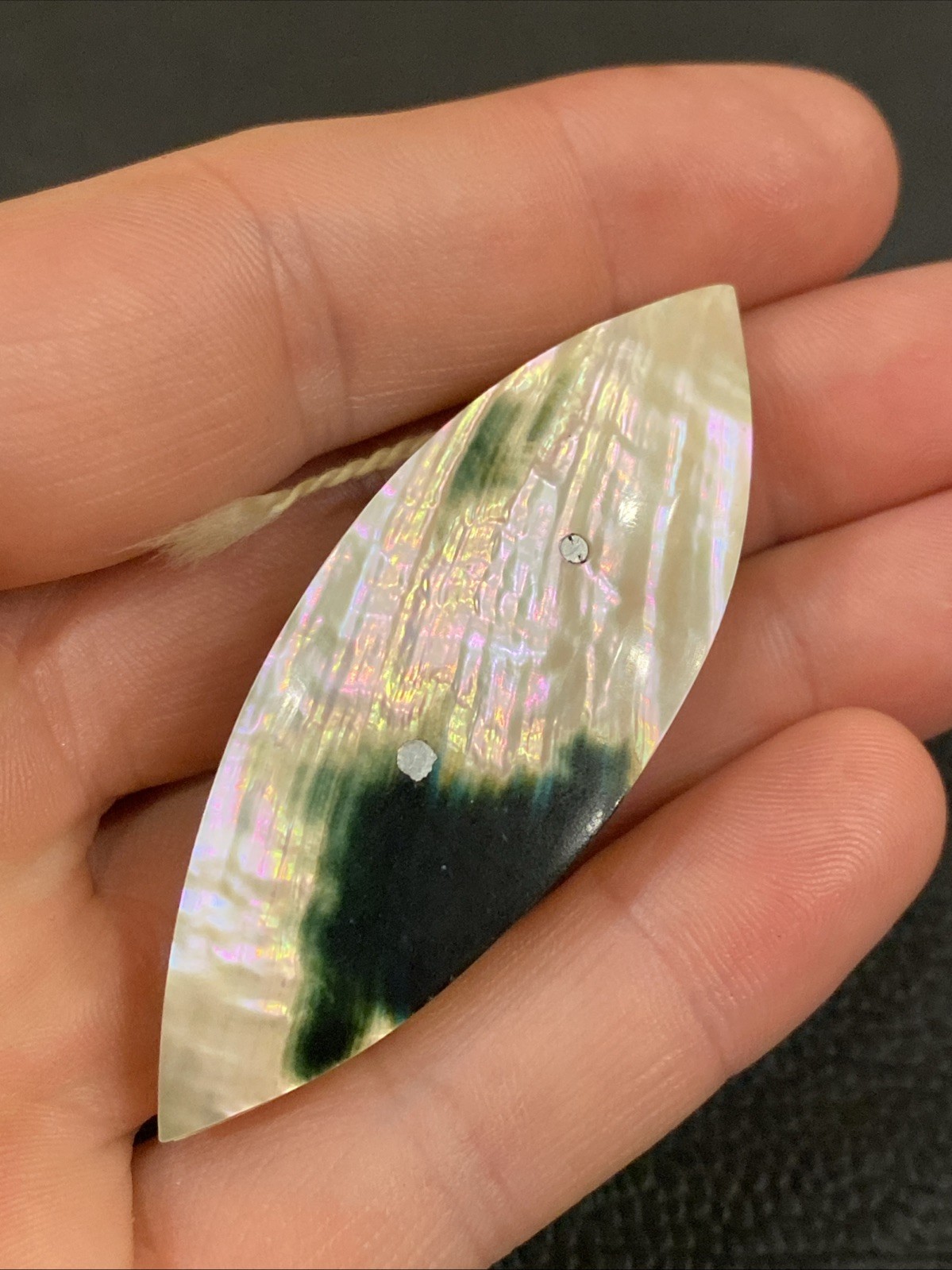 Antique Abalone Iridescent Luster MOP Mother Pearl Shell Tatting Shuttle 2-5/8”