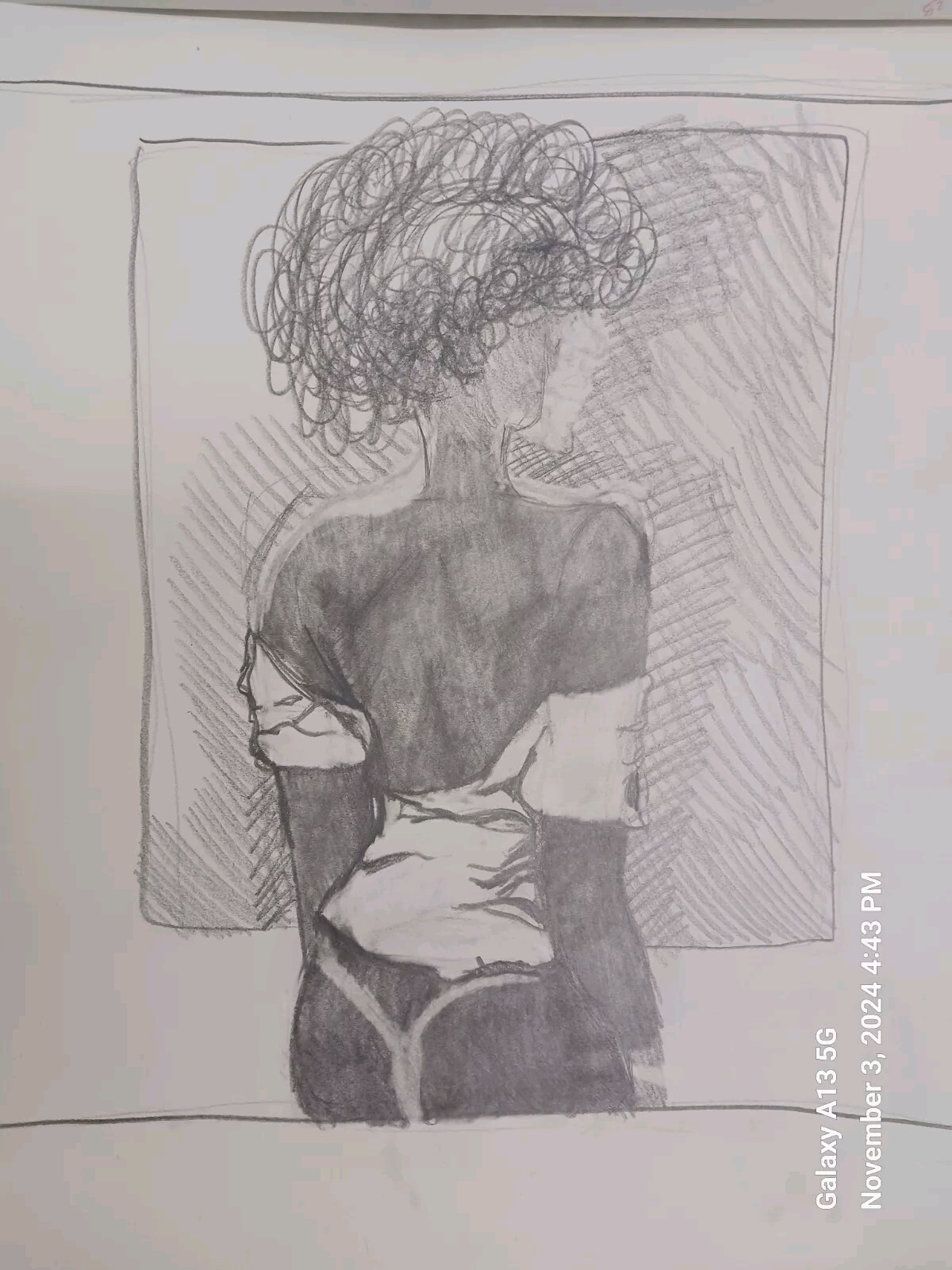 ORIGINAL Pencil Or Charcoal Sketches African Lady 17 X 13