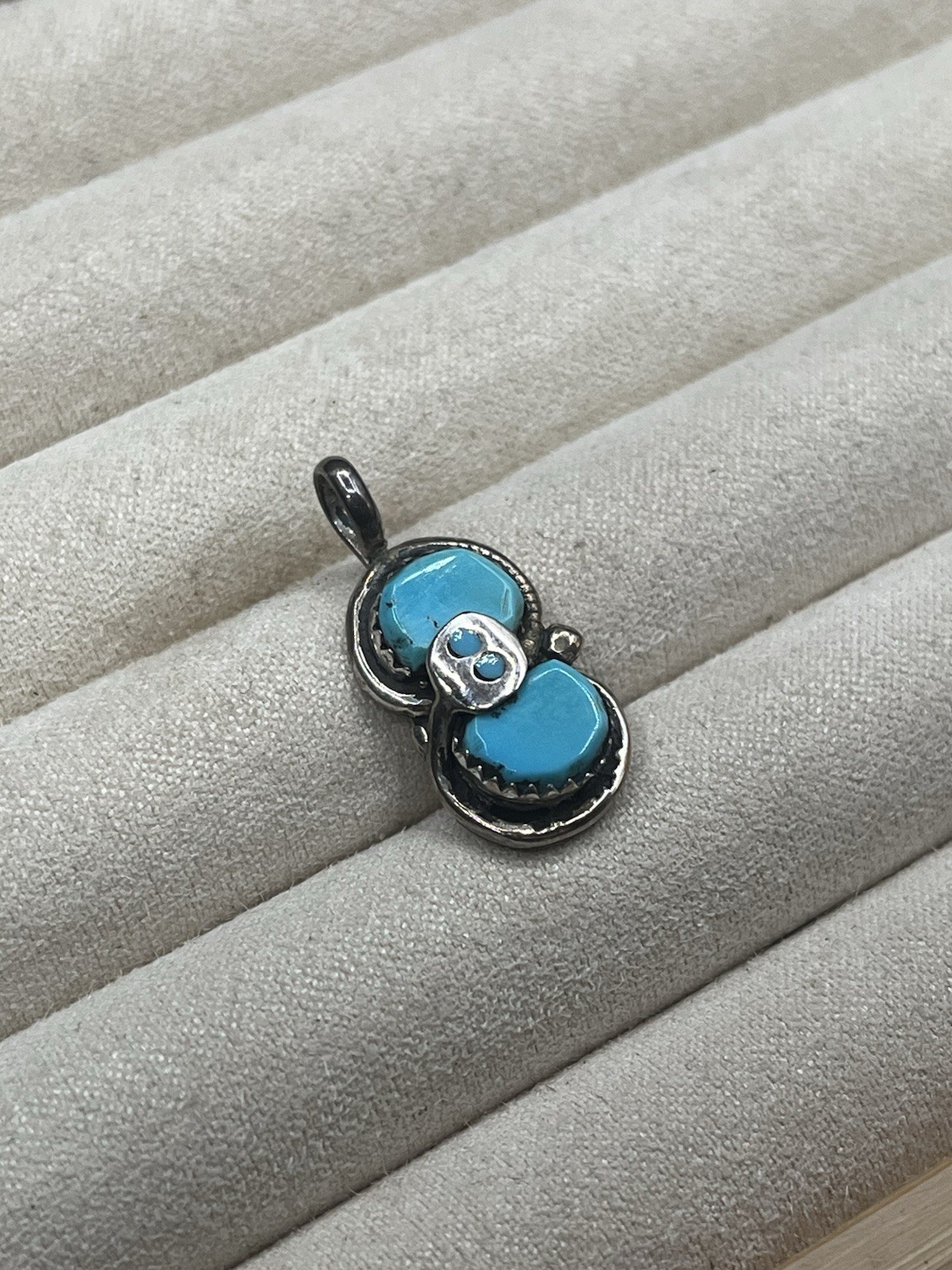 Effie C Zuni Sterling Silver & Turquoise Pendant 2.6G