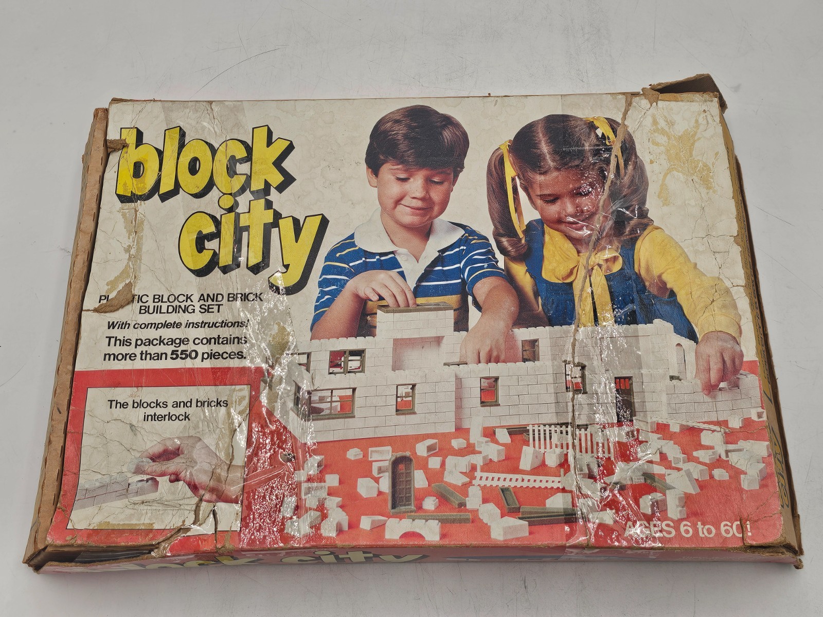 VINTAGE 1950's BLOCK CITY PLASTIC BLOCK BUILDING SET B-1000 The Village RARE