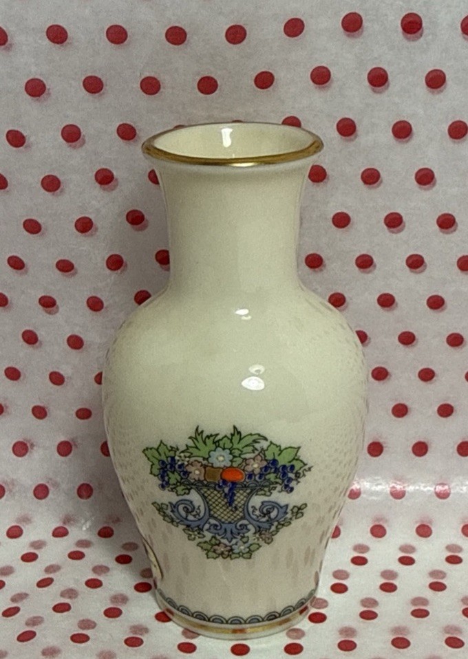 VTG LENOX AUTUMN  Miniatures VASE 3,5 Inch Tall Hand Decorated With 24k Gold