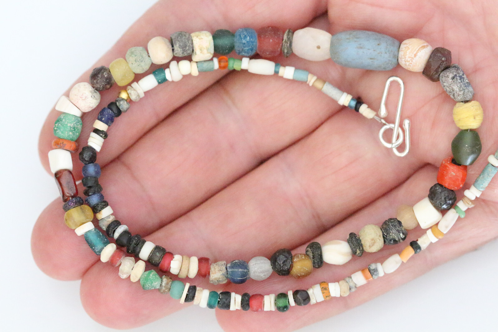 Excavated Ancient Beads Necklace With Faience, Roman, Gandhara & Tibetan  Beads