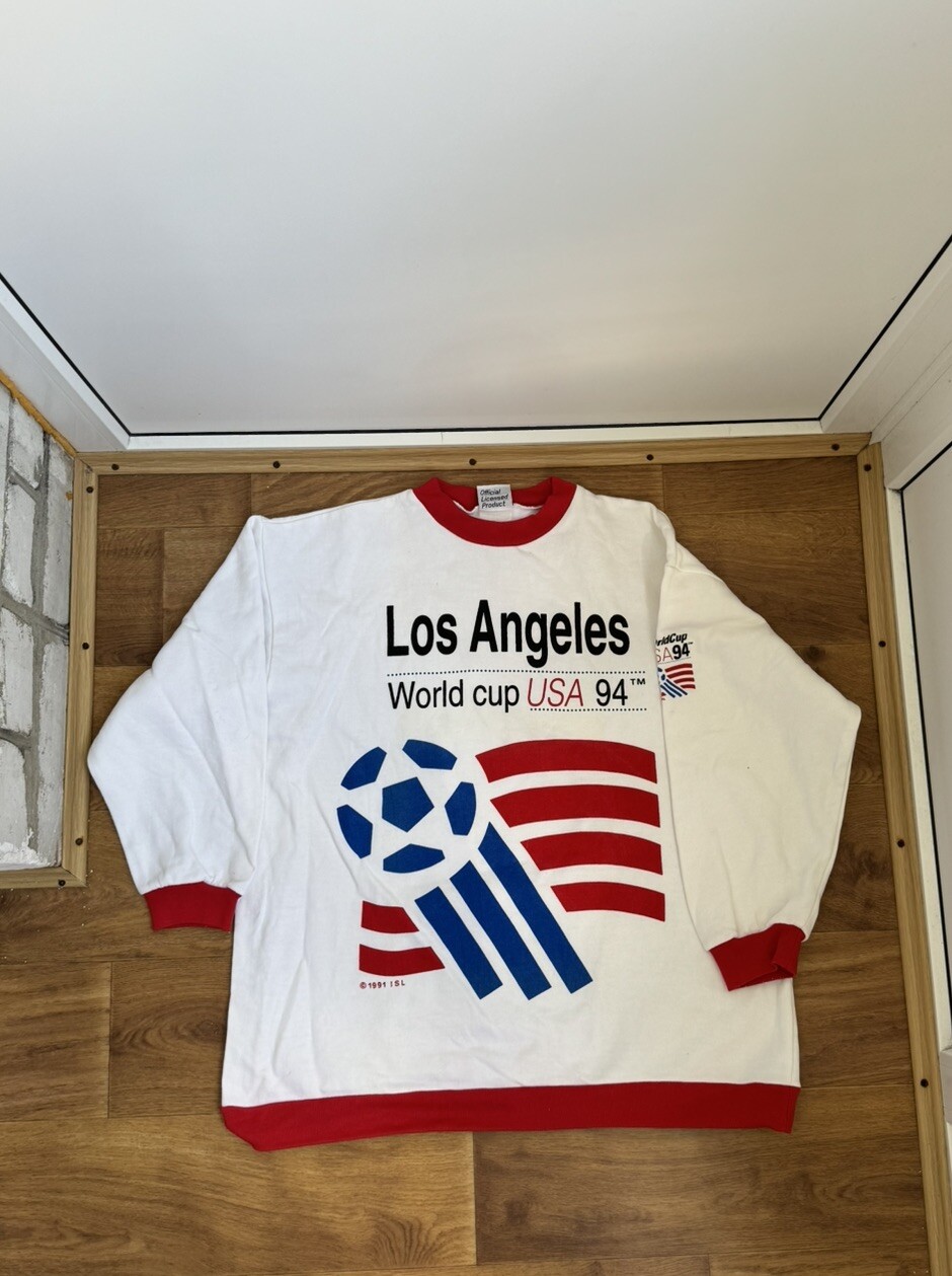 USA WORLD CUP 1994 Football Sweater T-Shirt XL 90s Vintage Low Angeles block cor