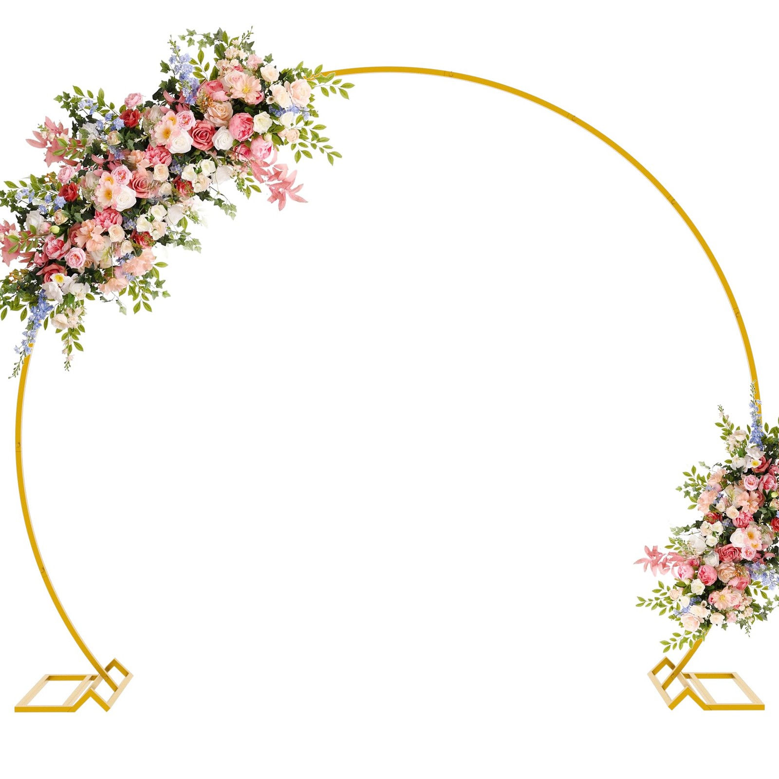 7.2FT Gold Wedding Arch Round Backdrop Stand Large Circle Metal Floral Balloo...