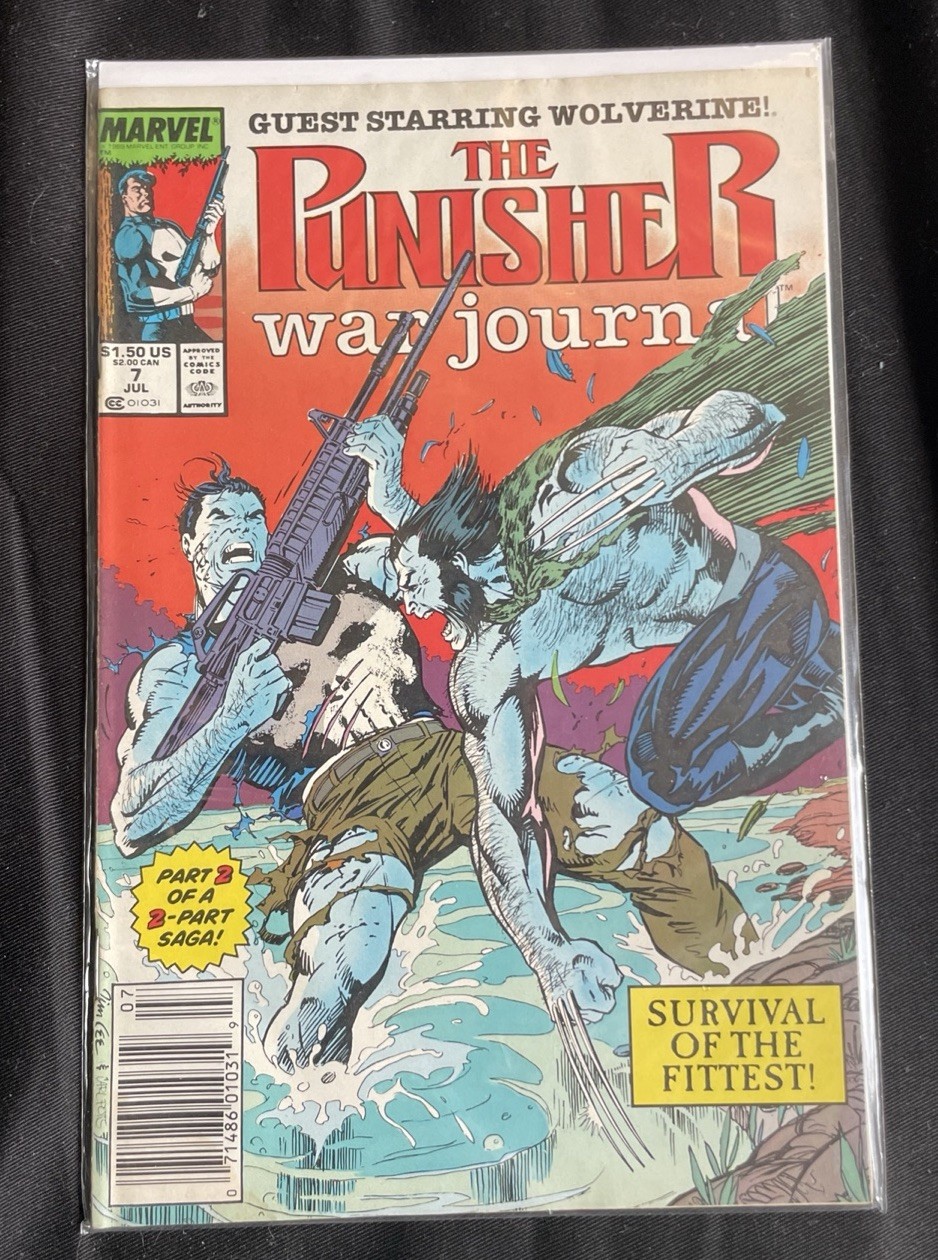 The Punisher War Journal #7 (Marvel Comics July 1989) Wolverine Team Up X-MEN