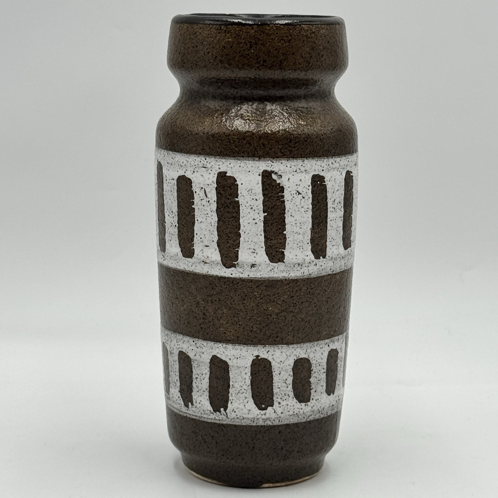 VEB Haldensleben Vase 60s East German Pottery Fat Lava MCM GDR Brown 7" Vintage