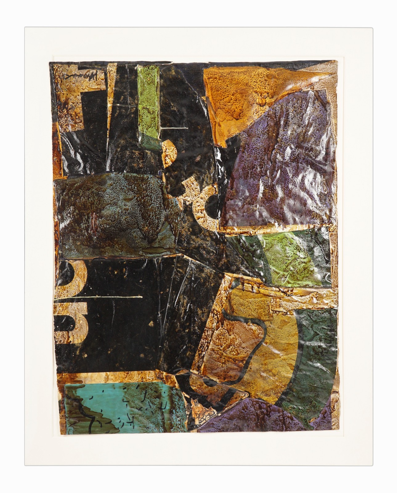 Mixed Media Abstract Paper Collage Found Objects Vintage Mid Century Art Brown