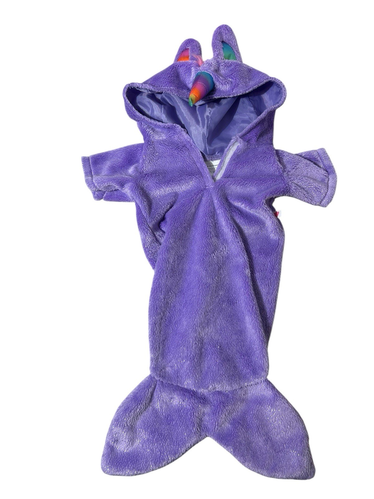BUILD A BEAR Unicorn Mermaid Hoodie Sleeper Outfit Lavendar Rainbow Glitter