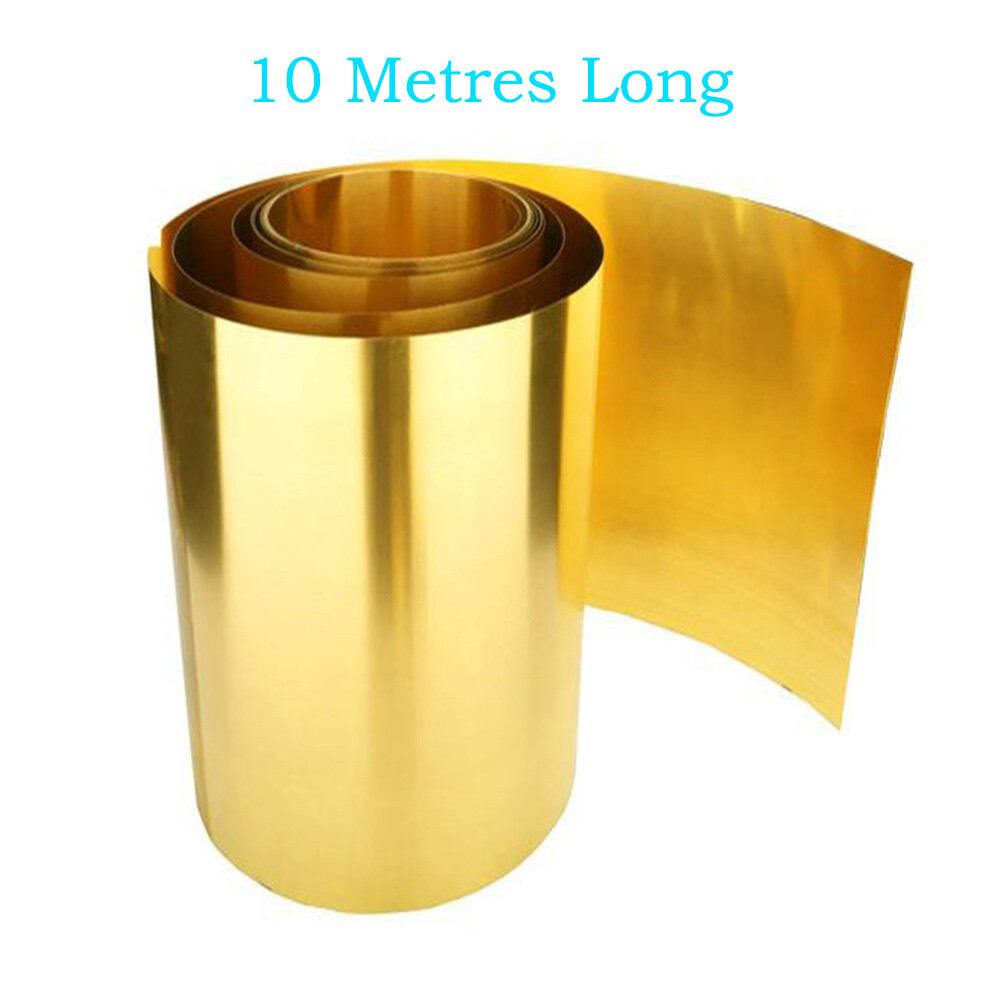 10m Long Brass Foil Belt Metal Sheet Plate Model Making 0.01mm-0.2mm Thick