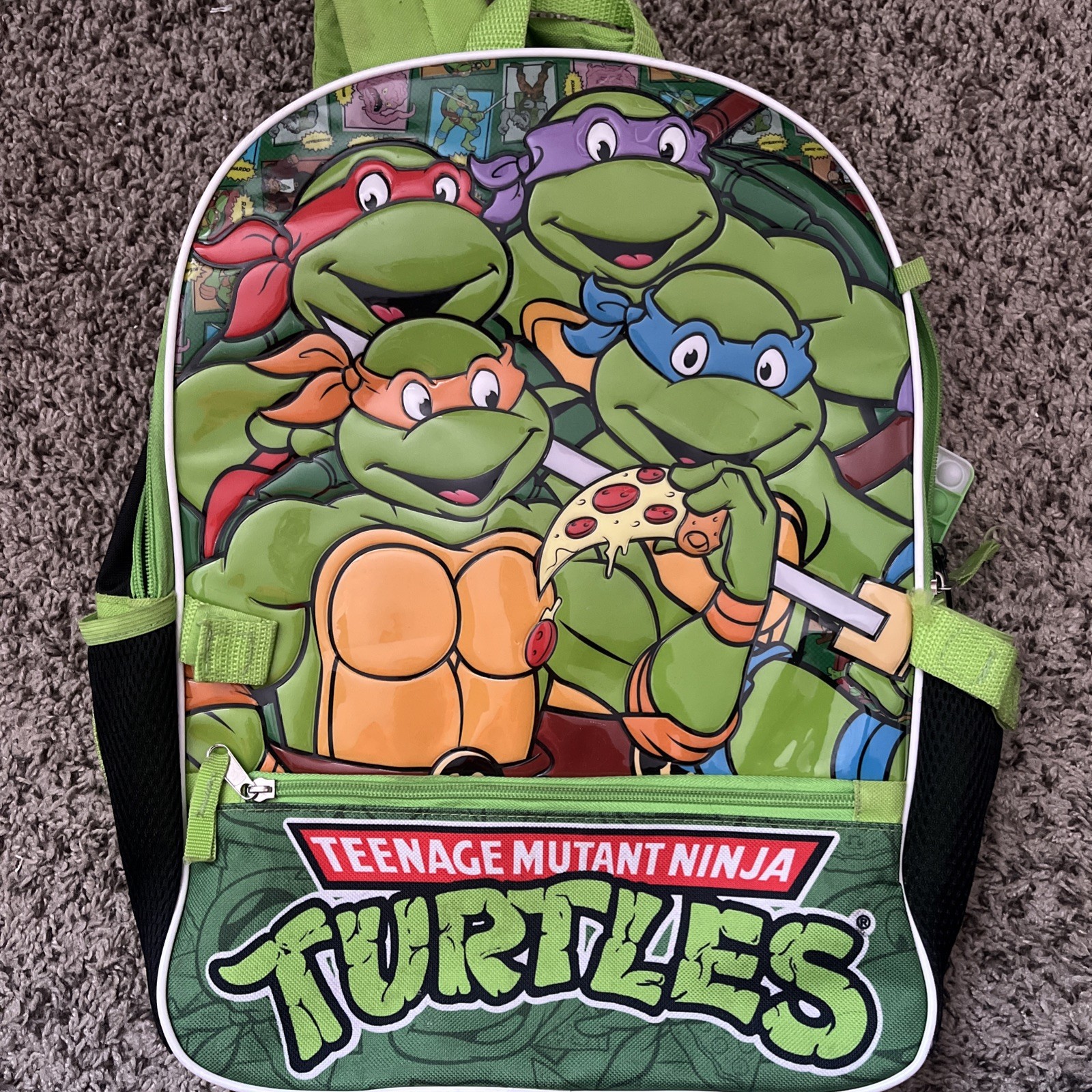 Teenage Mutant Ninja Turtles Backpack Nickelodeon TMNT Green & Black 16” Double