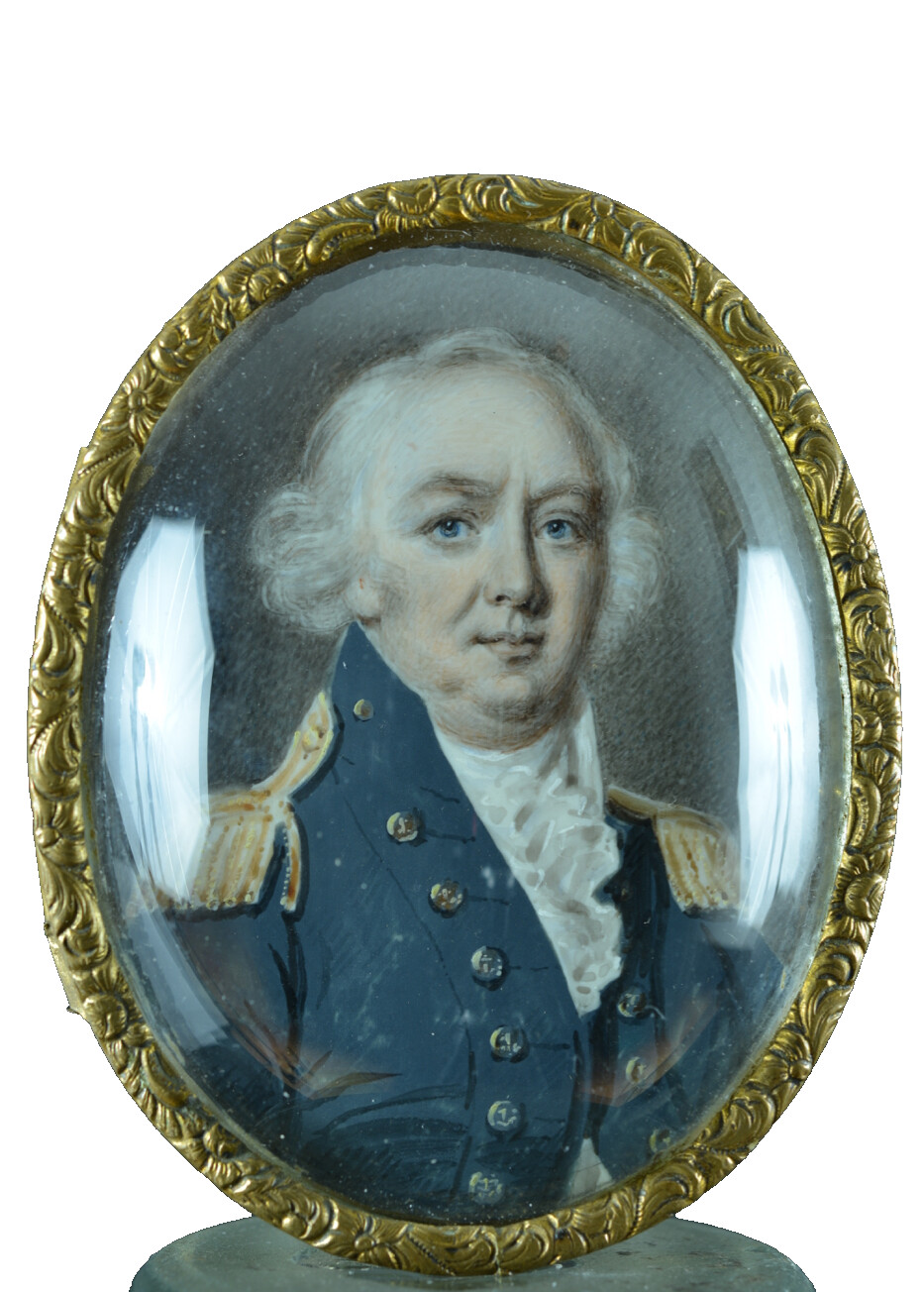 Grande Miniature Tableau Peinture Portrait d'officier marine sv. LEMOINE 18ème