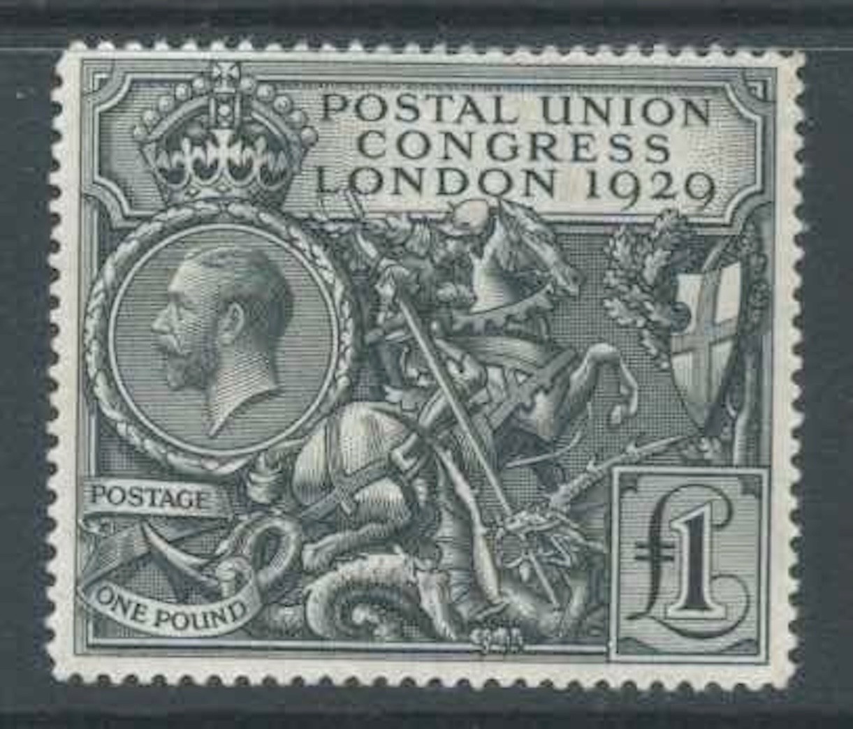 GB 1926 GV SG438 £1 Black St George & The Dragon Very Lightly Mounted Cat £750