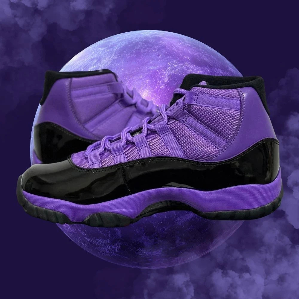 NEW MEN Jordan 11 "Black and Purple" CT8012-500 - Size US 7-12