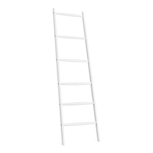  Bamboo Towel Ladder - Rack Rail Blanket, Towel, Clothes, Linen Railing White