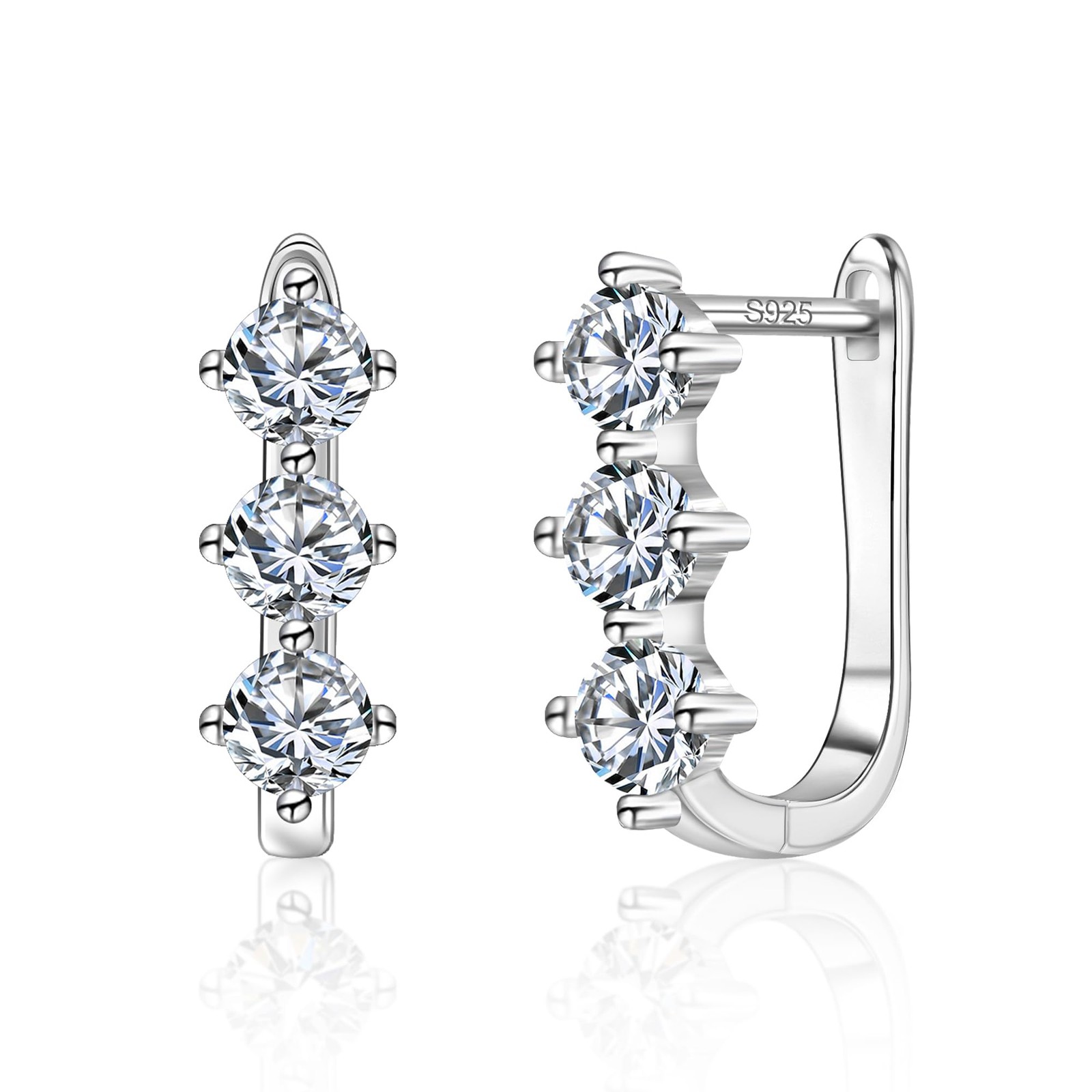 925 Sterling Silver Hoop Earrings for Women, Cubic 12mm x 14mm, 