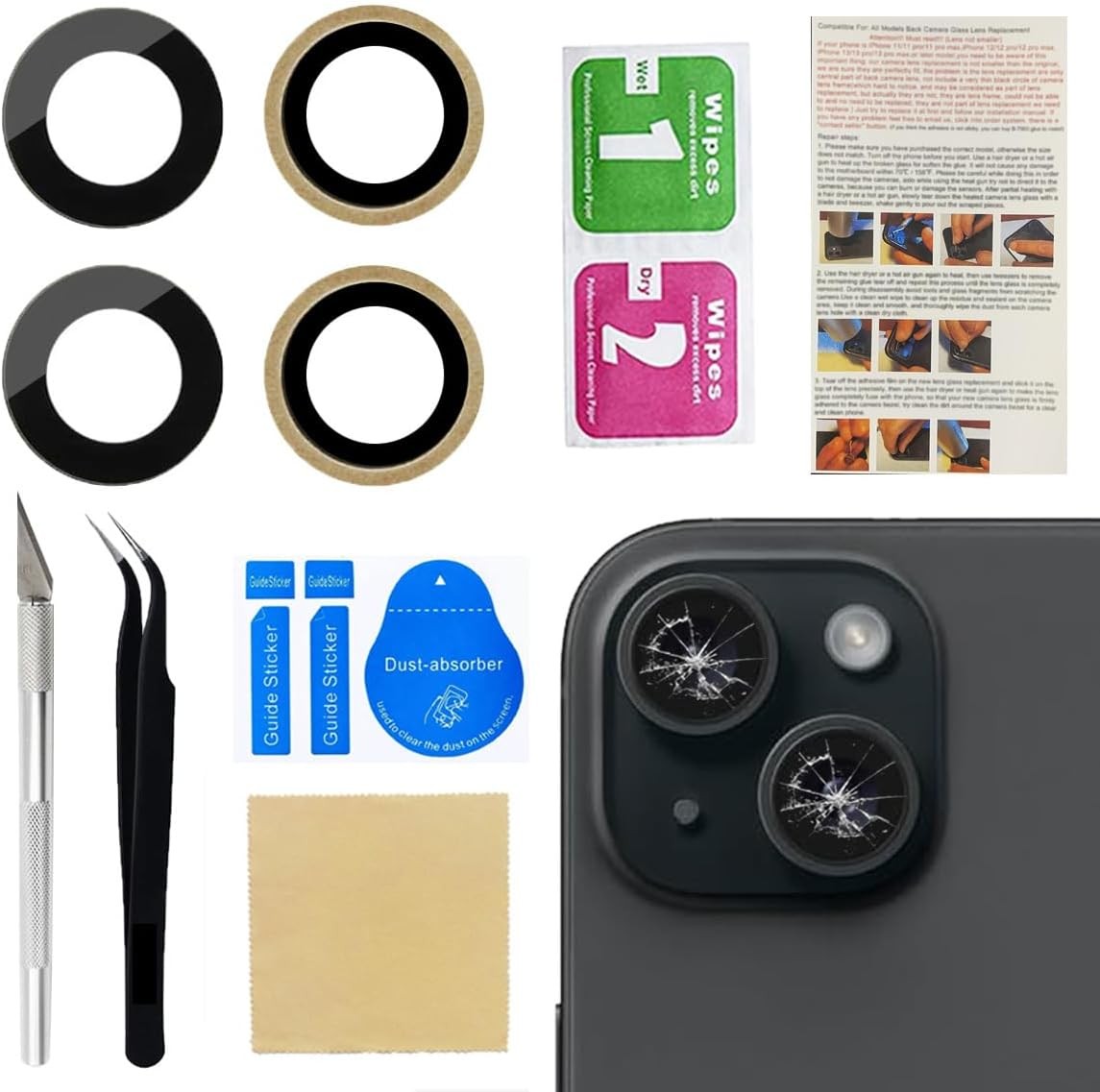 Back Rear Camera Glass Lens Replacement for iPhone 15 and iPhone 15 Plus