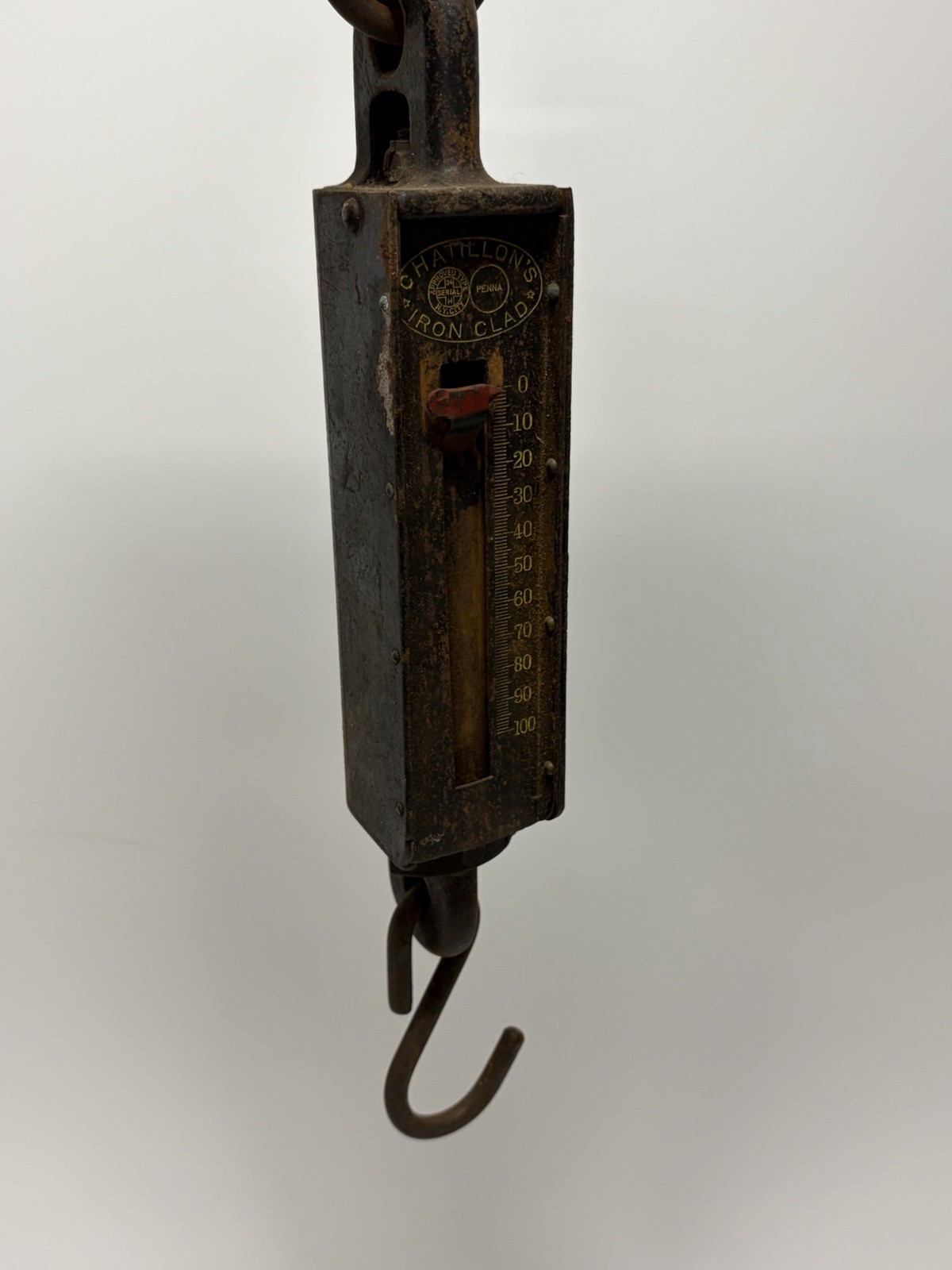VINTAGE CHATILLON Type IRON CLAD Spring Scale 100 Lbs Capacity - Industrial