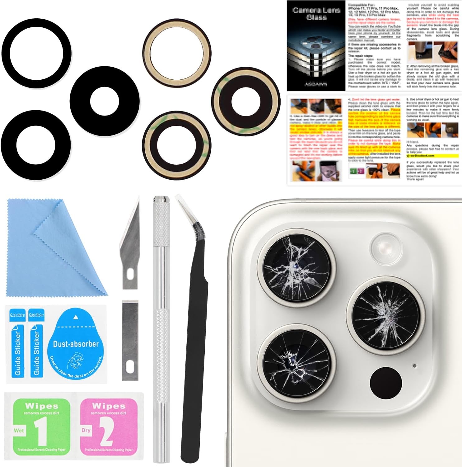 Back Rear Camera Lens Glass Replacement for iPhone 15 Pro 6.1 Inches with Pre