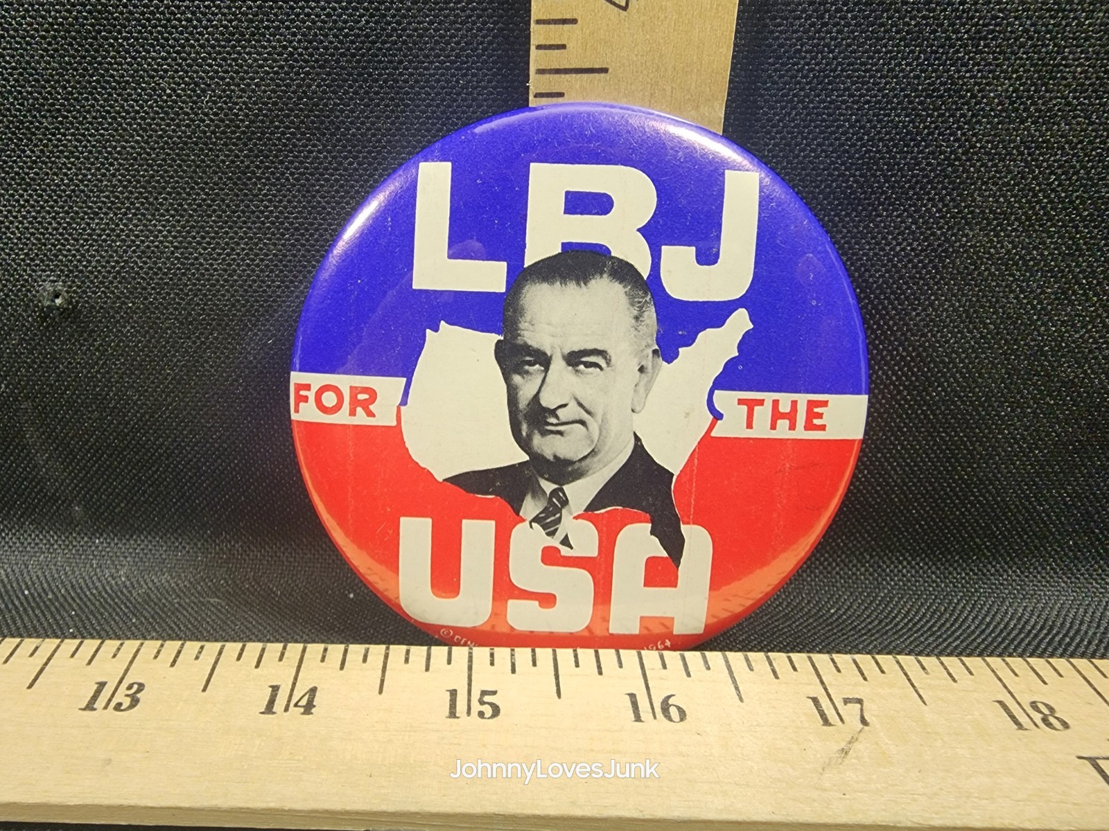Vintage Lyndon Johnson Presidential Political Pinback Button Used Mkl