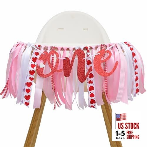 Valentine's Day High Chair Banner for Girls - Sweet heart 1st Birthday 