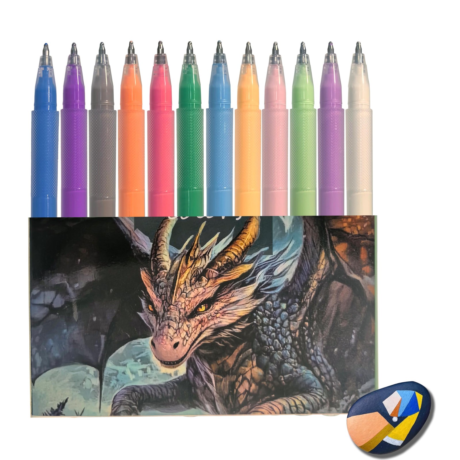 MTMBREEY 12 Color Acrylic Gel Pens 1.0 Fine 6 Count (Pack of 1), 12 color a 