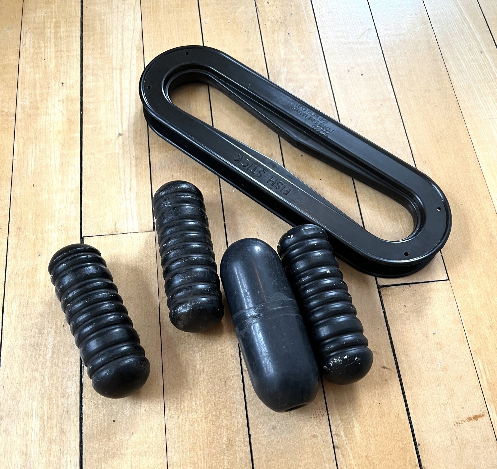 Fish Stick Black Plastic Hand Reel 12" Spool Grayling MI 4 Black Vintage Floats