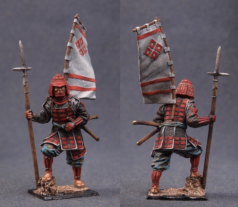 Tin toy soldiers  ELITE painte 54mm.Japanese Warrior Ashigaru with Naginata