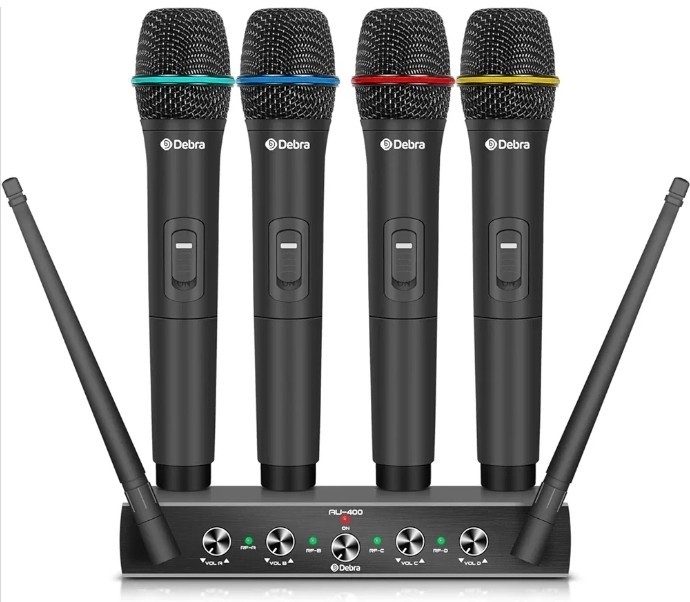 DEBRA AU-400 4-in-1 Wireless UHF Microphone System 4 Portable Microphones