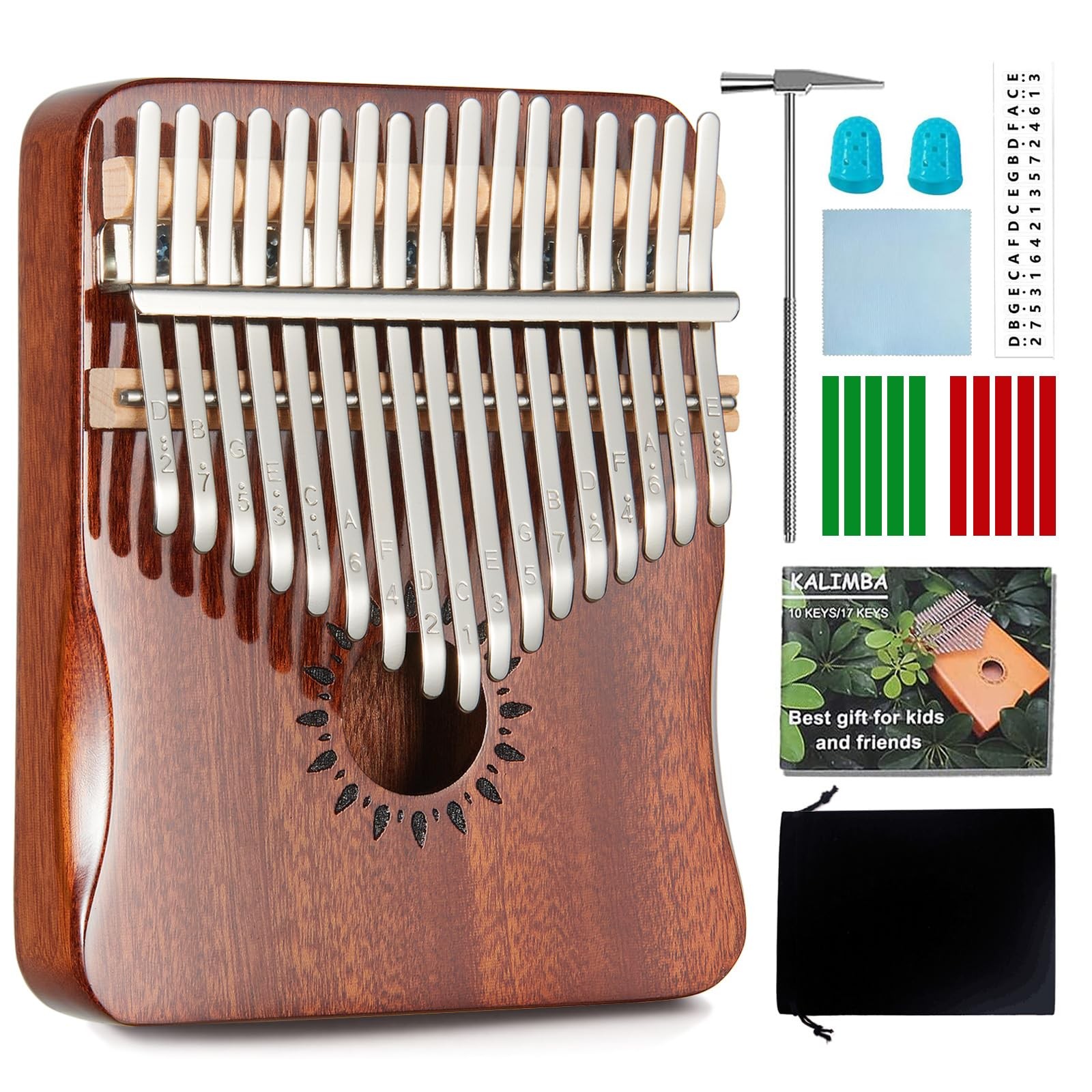 AARVI Kalimba Thumb Piano, Portable 17 Keys Mbira Finger Piano with brown 