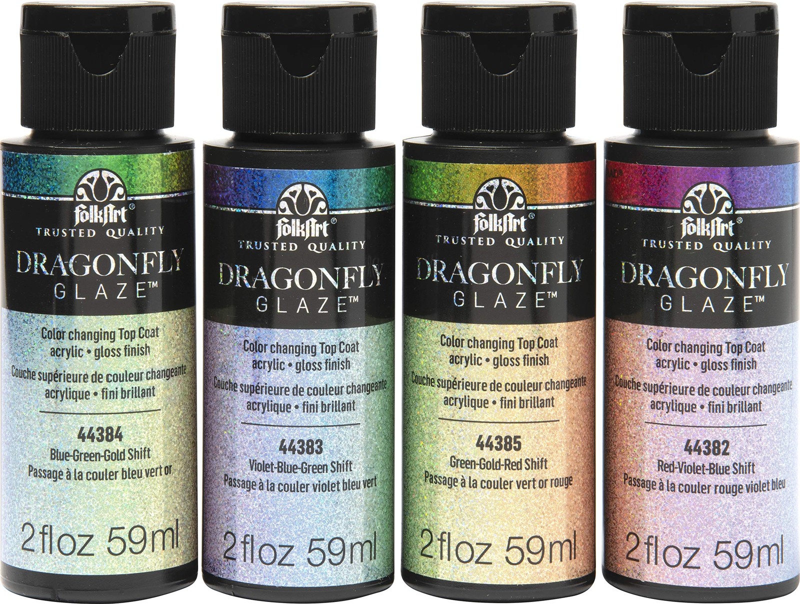 FolkArt Dragonfly Glaze Acrylic Paint 2oz Pack of 4