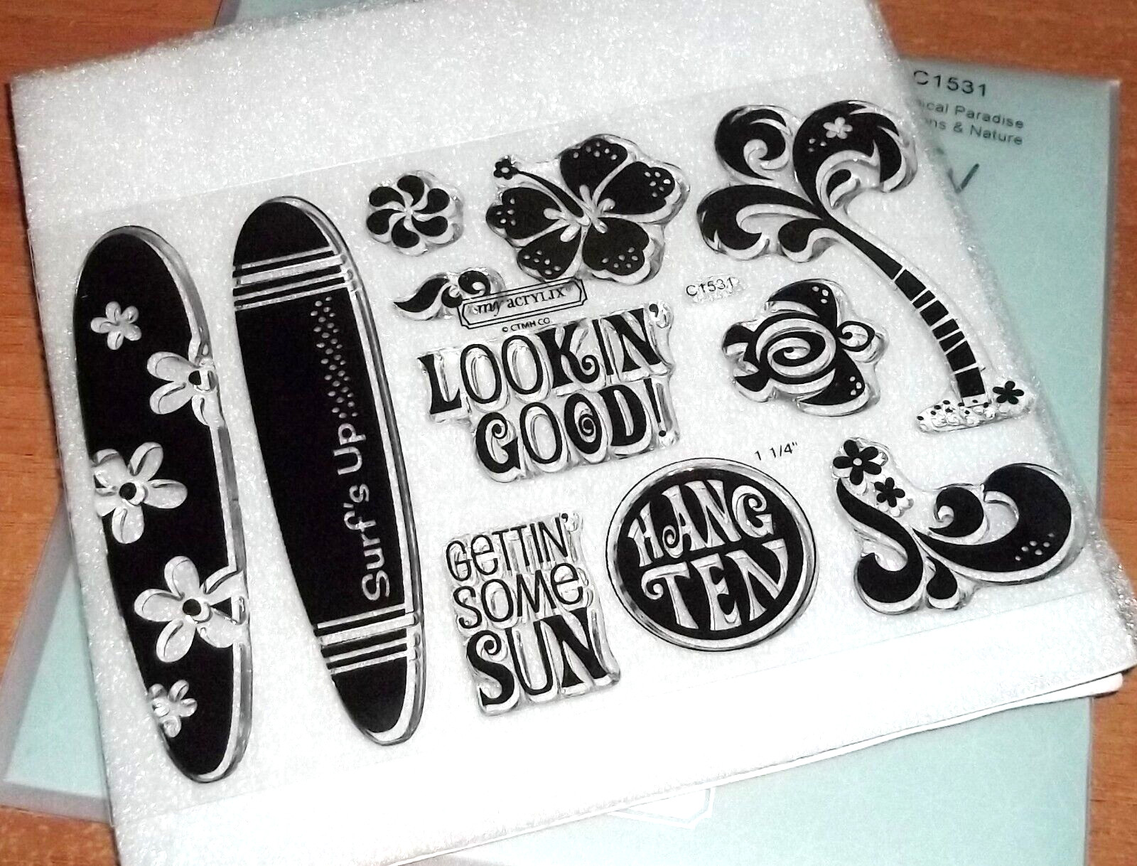 CTMH C1531 TROPICAL PARADISE ~ Surf boards, Lookin' Good, HANG TEN, flowers