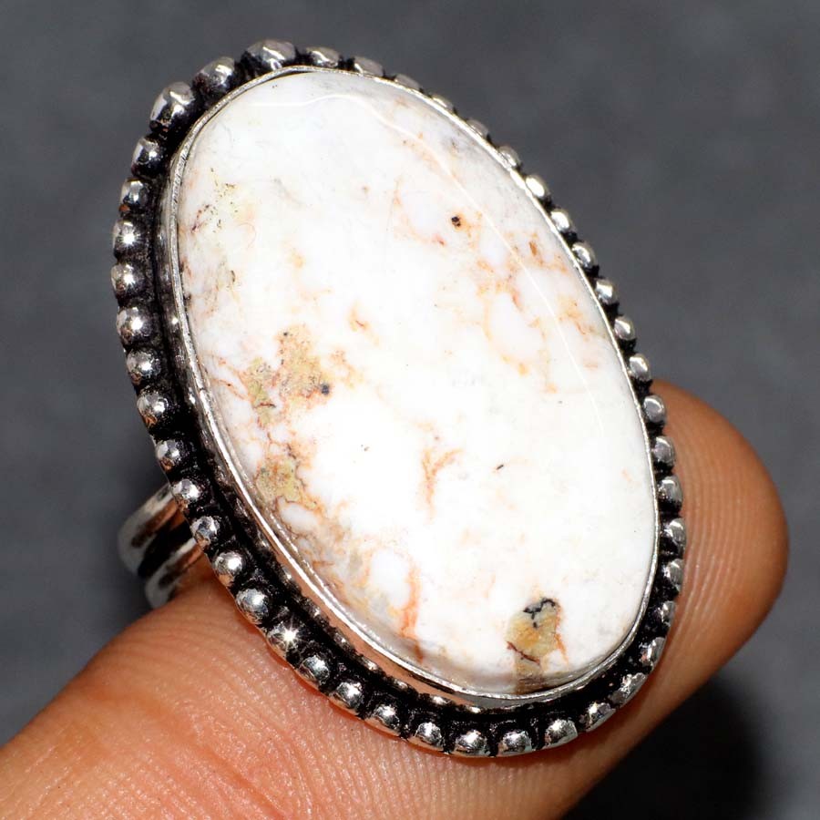 925 Silver Plated Wild Horse Ring Handmade Gemstone Jewelry Size US 8.5 GW
