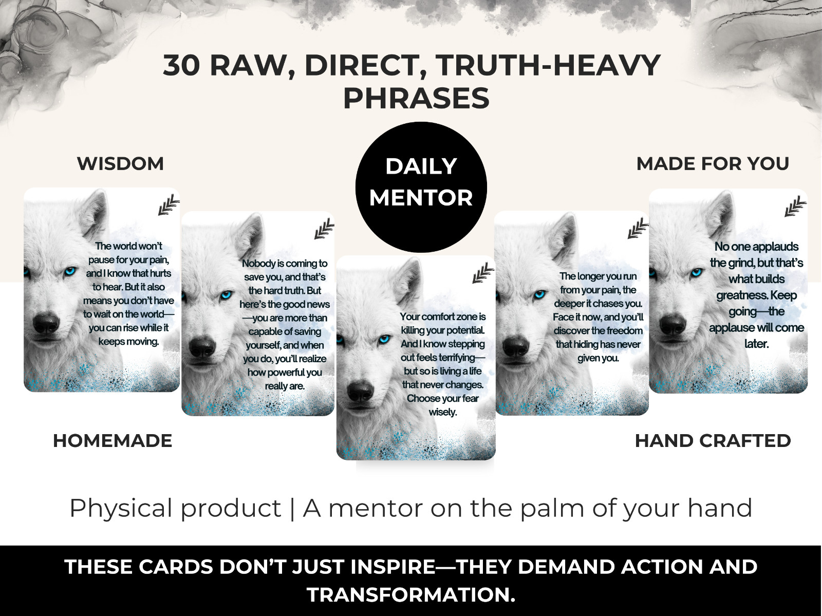 30 Raw Direct Truth heavy Phrases Daily mentor, self development, courage cards