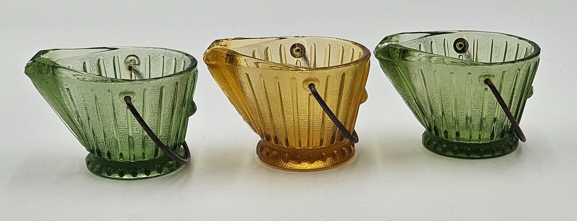 Glass Coal Scuttle Buckets Set of Three Hazel Atlas Ashtray